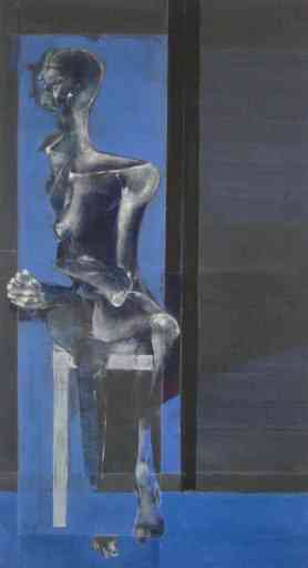 figure in motion,kreide,oel auf leinwand, 180x100cm, 1994